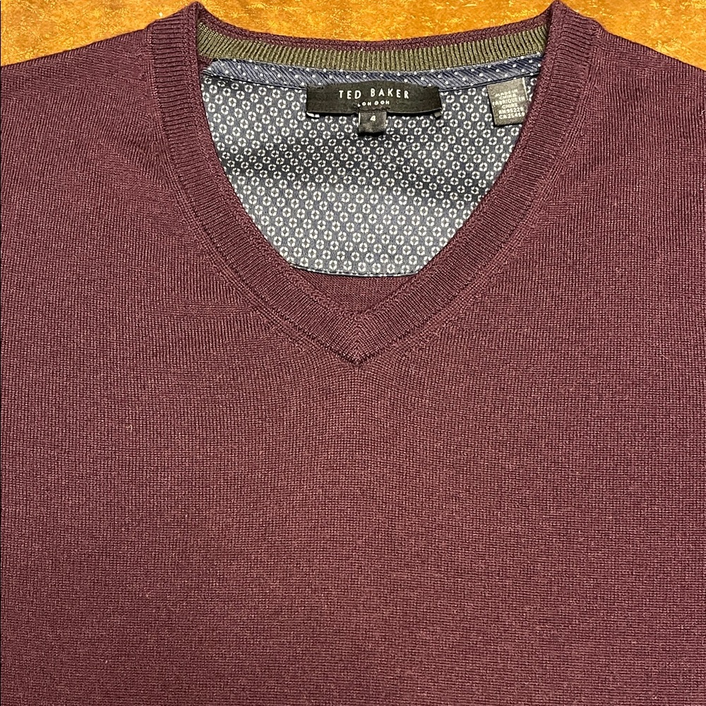 Ted Baker Men's V-Neck Sweater in Rich Burgundy